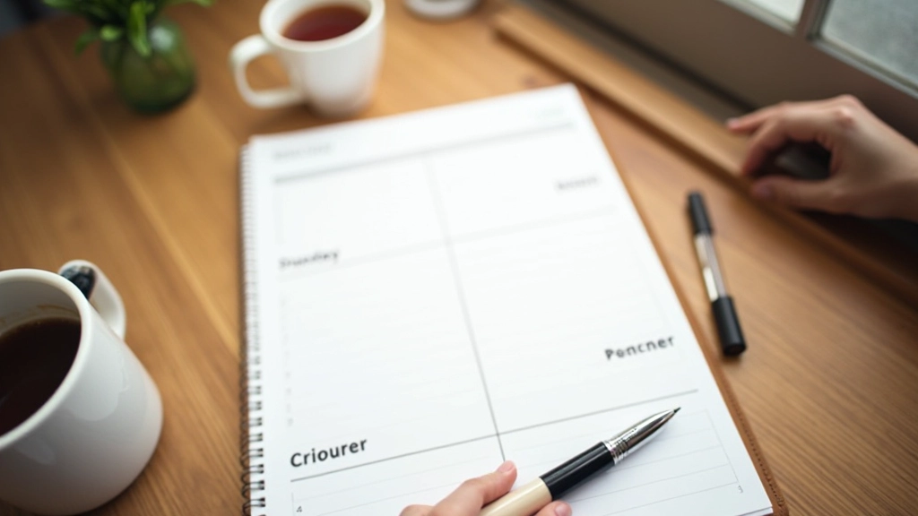 Carnet de révision hebdomadaire avec annotations et symboles de priorités