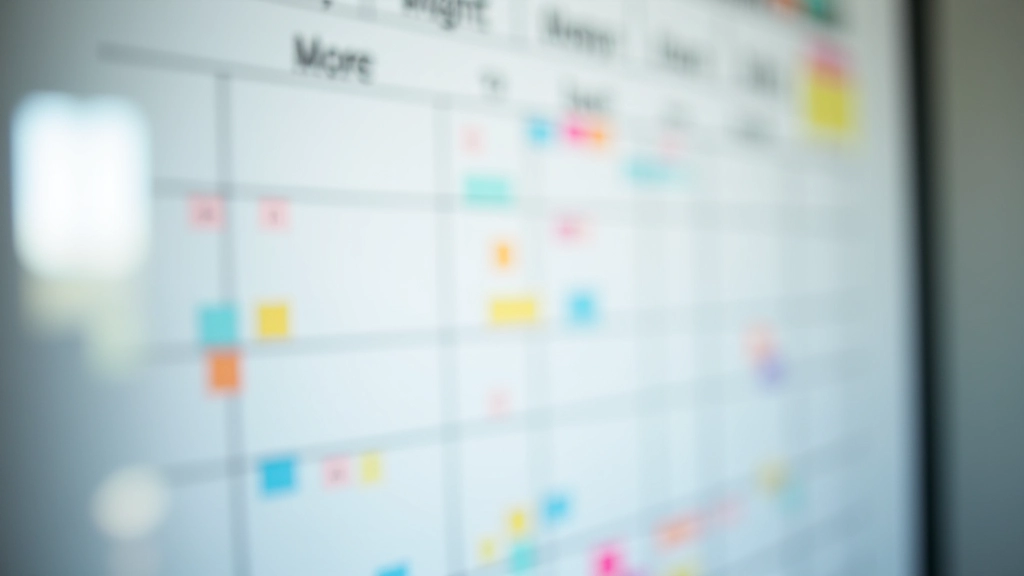 Calendrier mural avec marques de couleur et symboles de planification